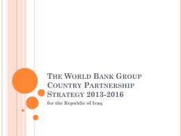 The World Bank Group Country Partnership Strategy 2013-2016