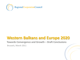 Financing Growth in WB - Regional Cooperation Council