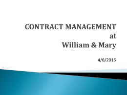 CONTRACT MANAGEMENT at William & Mary