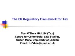 The EU Tax Regulatory Framework