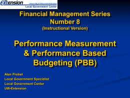 Performance Based Budgeting - University of Wisconsin