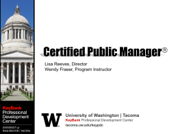 Certified Public Manager - UW Tacoma Home | UW Tacoma