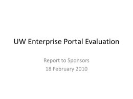 UW Enterprise Portal Evaluation