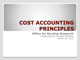 COST ACCOUNTING PRINCIPLES - University of Washington