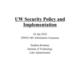 UW Security Policy - University of Washington