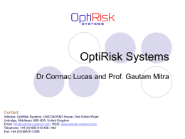 Slide 1 - OptiRisk Systems