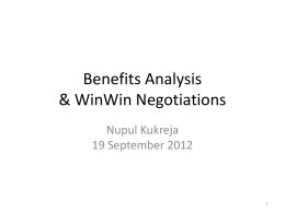 Benefits Analysis & WinWin Negotiations