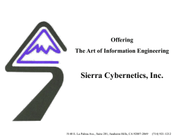 Optika Marketing Overview - Welcome to Sierra Cybernetics