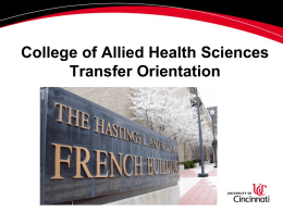 College of Allied Health Sciences Transfer Orientation