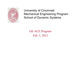 University of Cincinnati Department of Mechanical