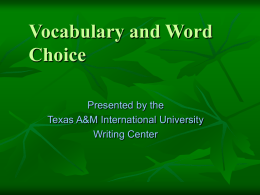 Vocabulary and Word Usage