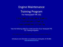 Engine Maintenance Training Program For Honeywell TPE 331