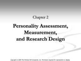 Personality Assessment, Measurement, and Research Methods