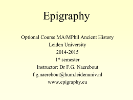Epigraphy - Teach & Text