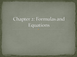 Chapter 2: Formulas and Equations