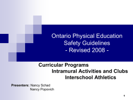 Ontario Physical Education Safety Guidelines