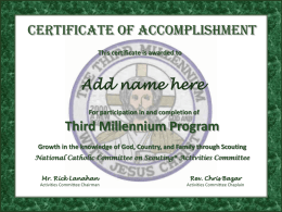 Third Millennium Program - National Catholic Committee on