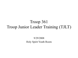 Troop 361 Troop Junior Leader Training (TJLT)