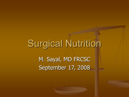 Surgical Nutrition - McMaster Faculty of Health Sciences