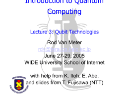 Introduction to Quantum Computing Lecture 3: Qubit