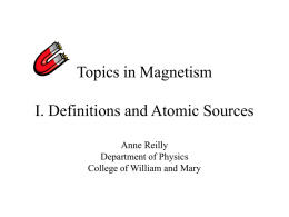 Magnetism: Definitions and Atomic Sources