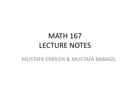 MATH 167 LECTURE NOTES - EMU Faculty of Arts and Sciences
