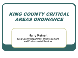 KING COUNTY CRITICAL AREAS ORDINANCE