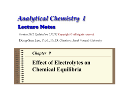 Analytical Chemistry I Lecture Note