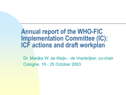 Annual report of the WHO-FIC Implementation Committee (IC