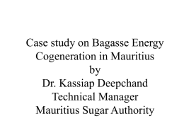Case study on Bagasse Energy Cogeneration in Mauritius by