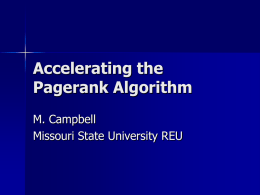 Accelerating the Pagerank Algorithm