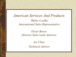 Walter Coelho International Sales Representative American