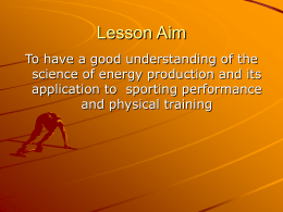 Energy Pathways, Training Theory and Recovery Processes