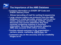 The Importance of the Address Database