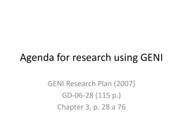 Agenda for research using GENI