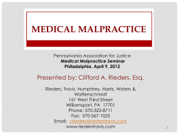 MEDICAL MALPRACTICE - Williamsport Personal Injury