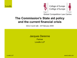 The Commission's State Aid Policy and the Current