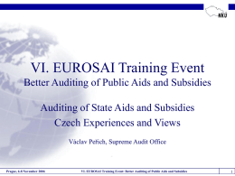 VI. EUROSAI Training Event Better Auditing of Public Aids