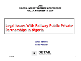 Legal Issues With Railway Public Private Partnerships In