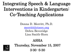 Integrating Speech & Language Interventions in