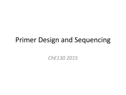 Primer Design and Sequencing - California Institute of