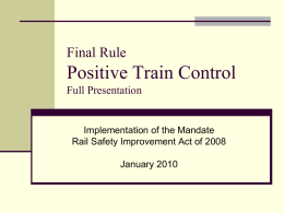Positive Train Control - United Transportation Union