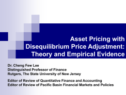 Asset Pricing with Disequilibrium Price Adjustment: Theory