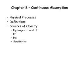 Chapter 8 – Continuous Absorption