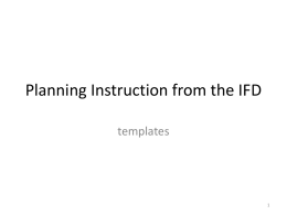 Planning Instruction from the IFD