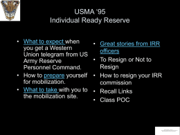 USMA ‘95 Individual Ready Reserve