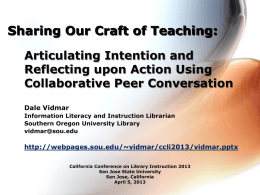 Reflective Peer Facilitation: Crafting Collaborative Self