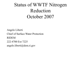 Status of WWTF Nitrogen Reduction Efforts October 2007
