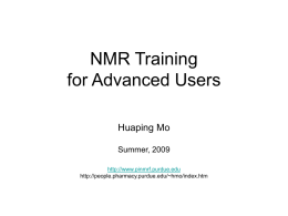 NMR Training for Slightly Advanced Users