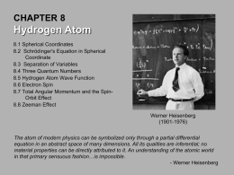 CHAPTER 7: The Hydrogen Atom